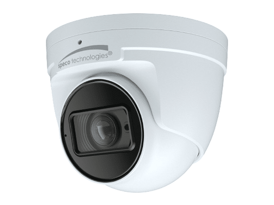 Speco 4MP H.265 AI IP Turret Camera,IR, 2.8-12mm Mot lens, JBox, White,NDAA (SPE-O4T9M)