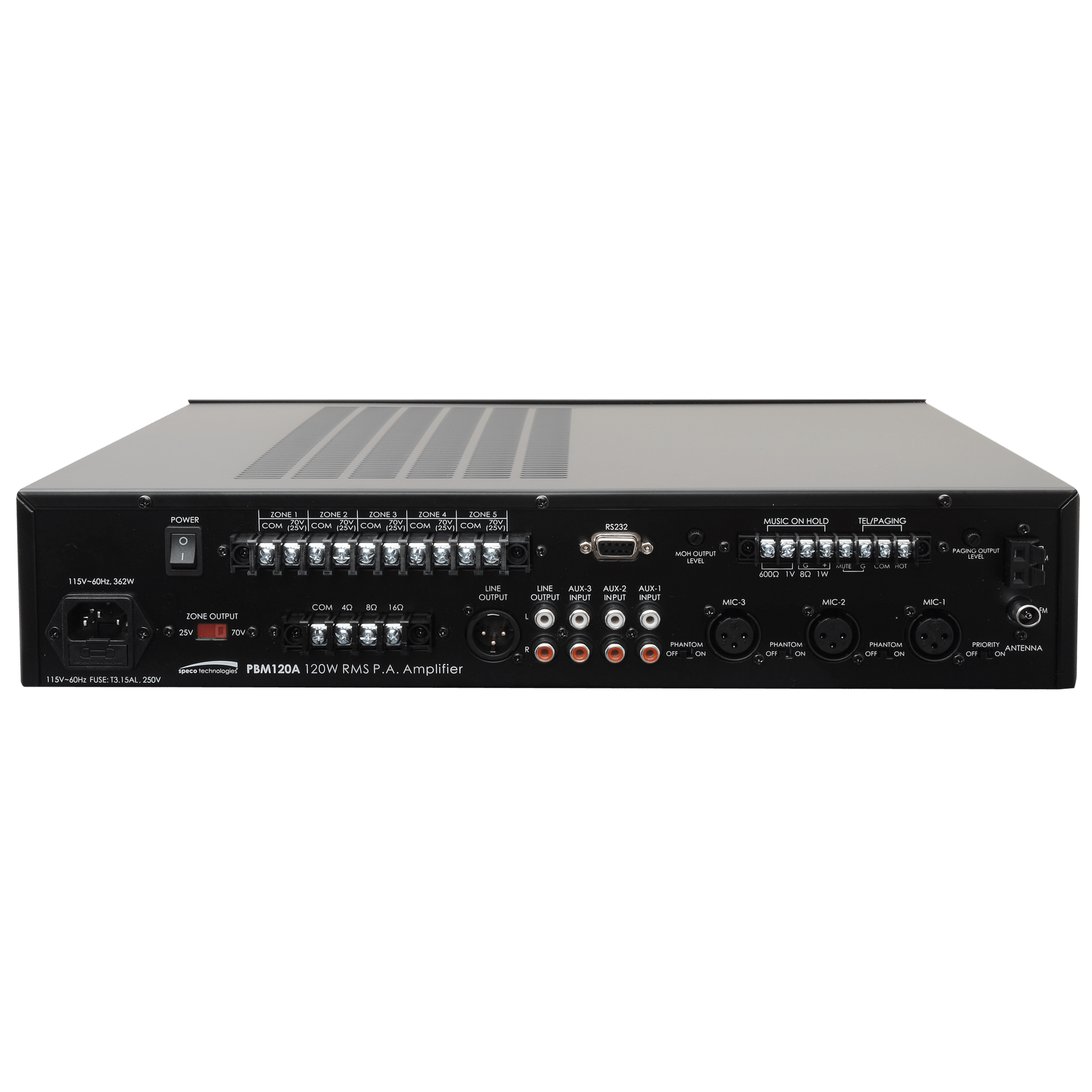 Speco 60W PA Mixer Amplifier with Tuner (SPE-PBM60AT)