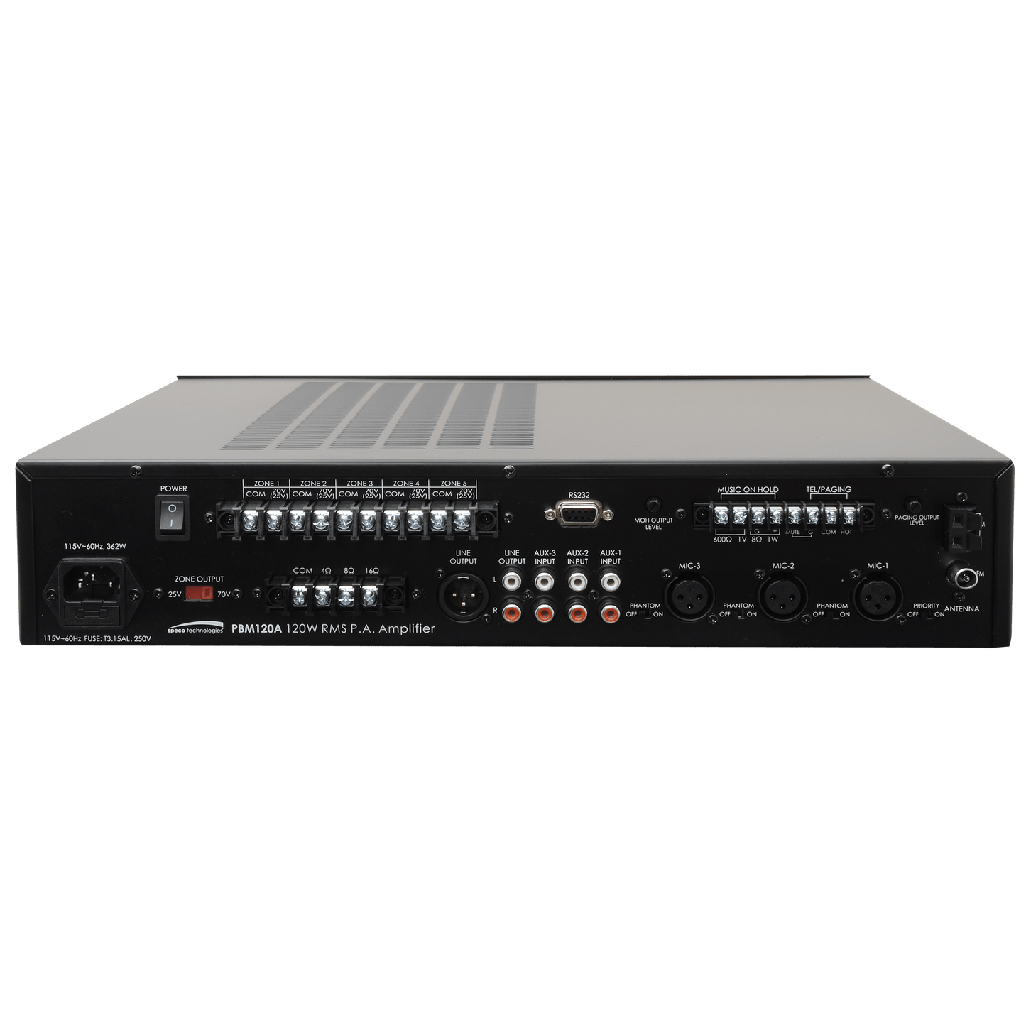 Speco 60W PA Mixer  Amplifier with Module Bay (SPE-PBM60A)