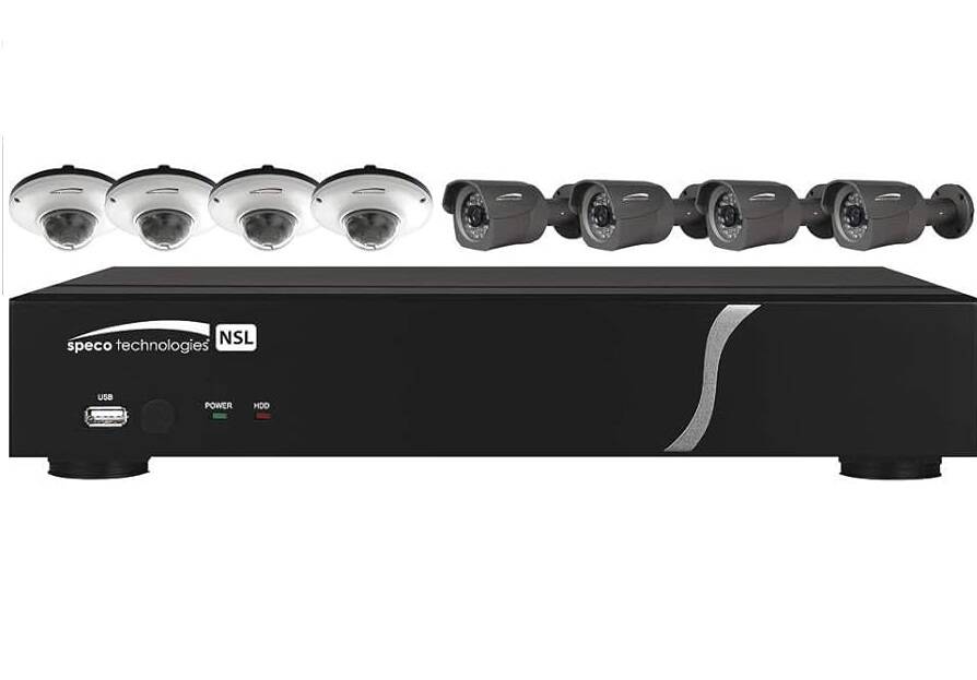 Speco 8 Channel Zip Kit with 4 Bullets, 4 Domes, 2T HD (SPE-ZIPL8BD2)