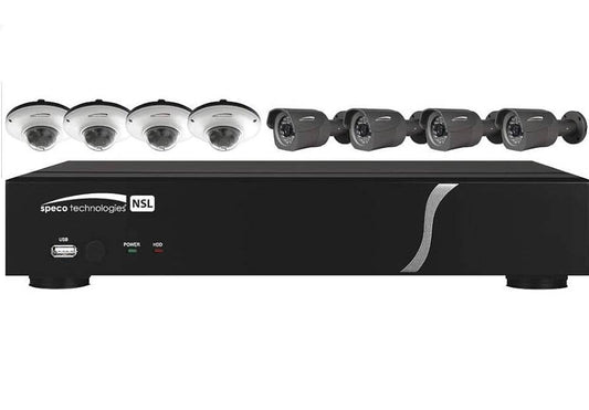 Speco 8 Channel Zip Kit with 4 Bullets, 4 Domes, 2T HD (SPE-ZIPL8BD2)