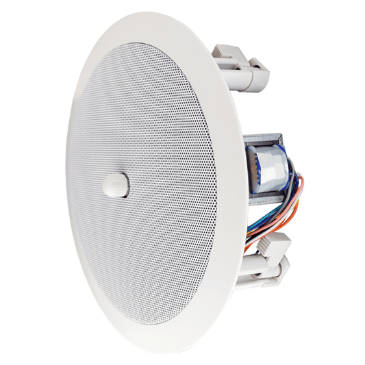 Speco 6 Inch 25V/75V Contractor In-Ceiling Speaker with Volume Control, White (SPE-SPG66TC)