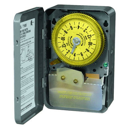Intermatic 24-Hour Mechanical Time Switch, 125 VAC, 60Hz, SPDT, Indoor Enclosure (T1905)