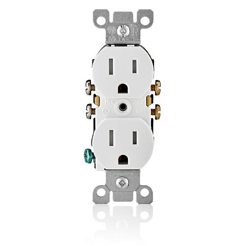 Levition 15 Amp Tamper-Resistant Duplex Outlet/Receptacle, Grounding, White (T5320-W)
