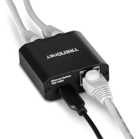 TRENDnet 2 Port Gigabit Splitter with USB Type C Power (TEG-102S)
