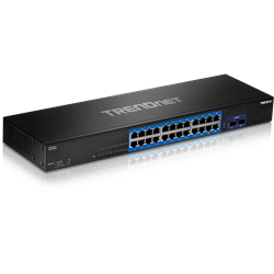 TRENDnet 24 Port Gigabit Switch with 2 x 10 Gig SFP+ Slots (TEG-30262)