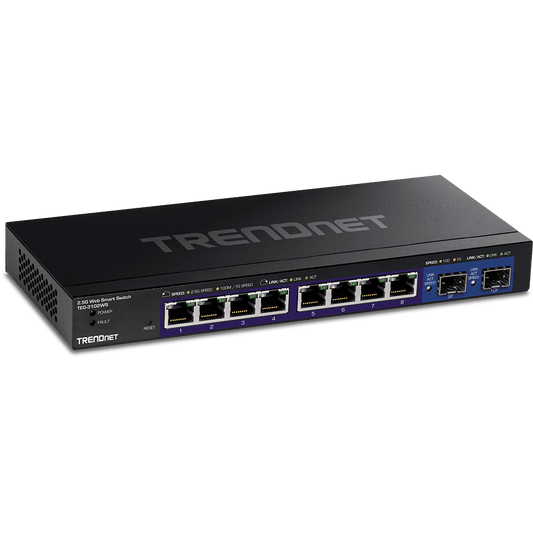TRENDnet 10 Port Multi Gig 2.5G Web Smart Switch, 8 x 2.5G Ports, 2 SFP+ Slots (TEG-3102WS)
