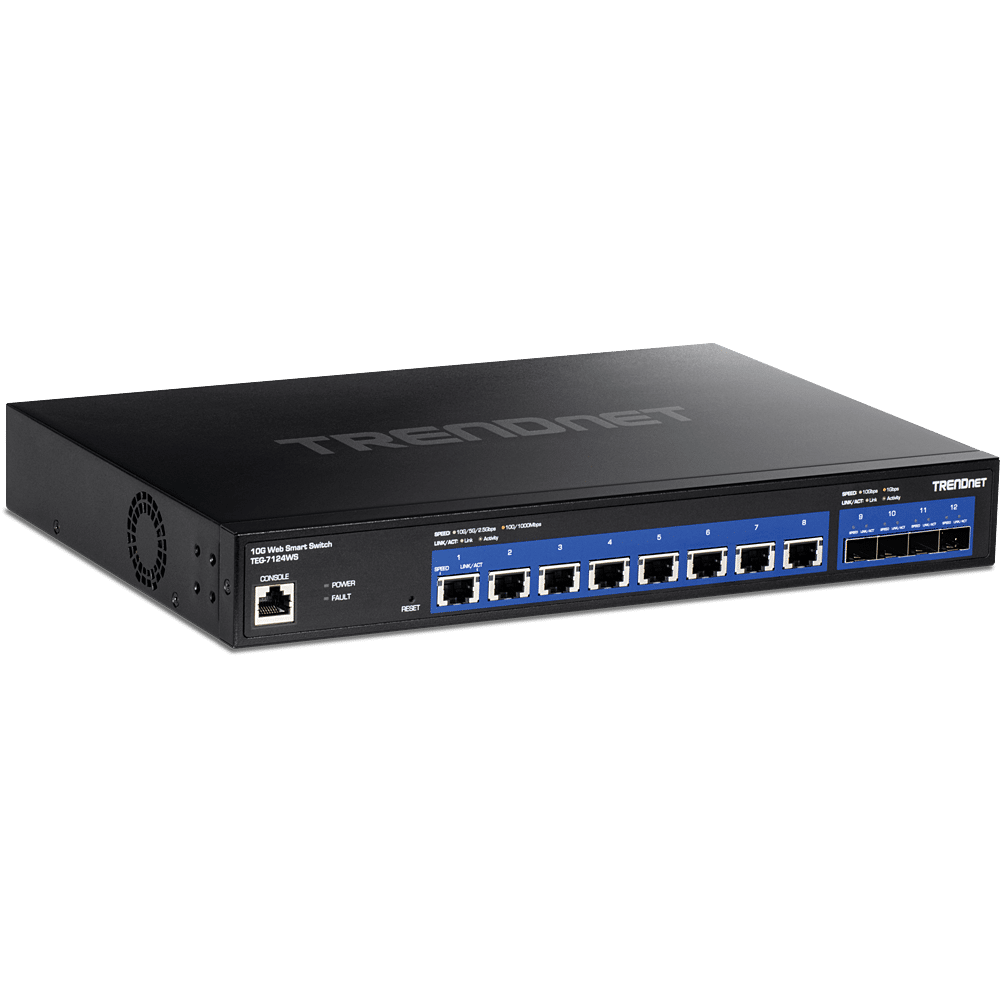 TRENDnet 12 Port 10G Web Smart Switch, 8 10G Ports, 4 SFP+ Slots (TEG-7124WS)