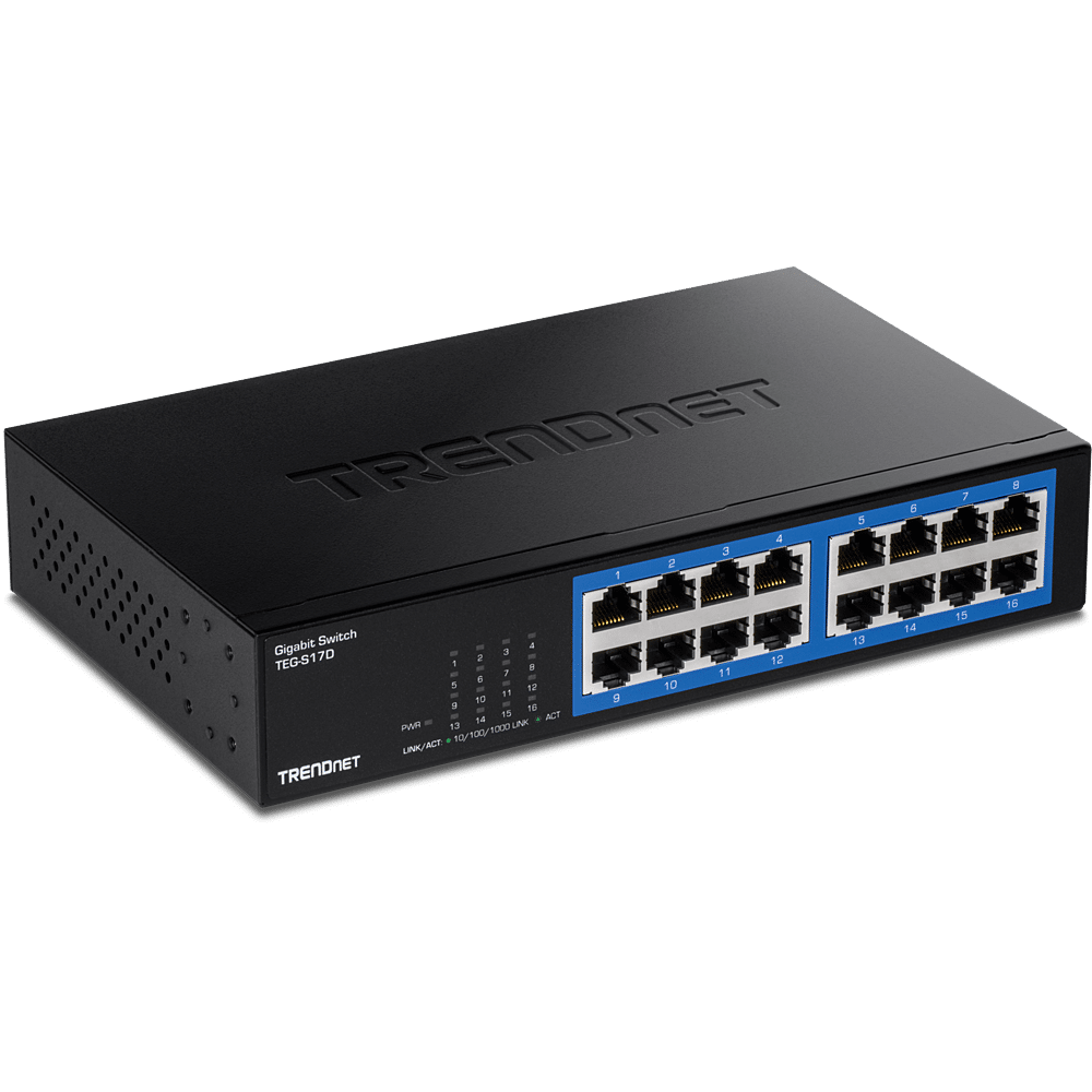 TRENDnet 16 Port Gigabit Desktop Switch, Rack Brackets Included (TEG-S17D)