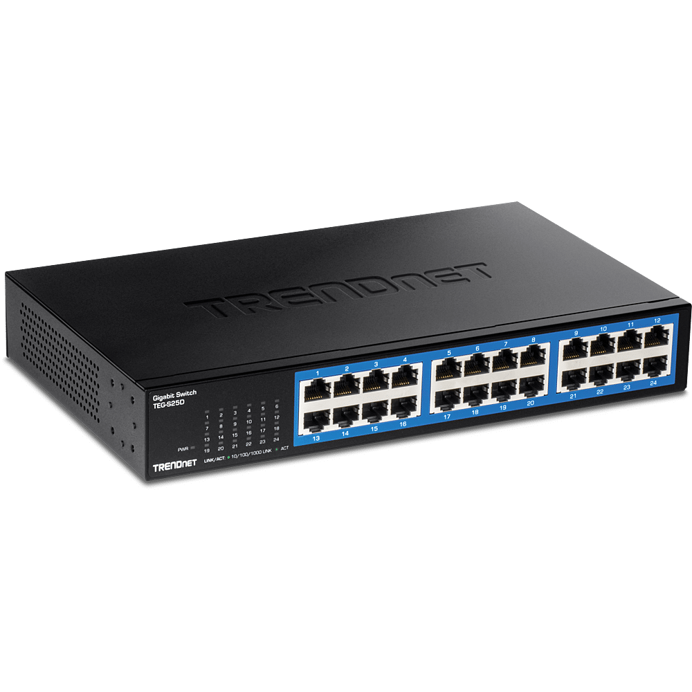 TRENDnet 24 Port Gigabit Desktop Switch, Rack Brackets Included (TEG-S25D)