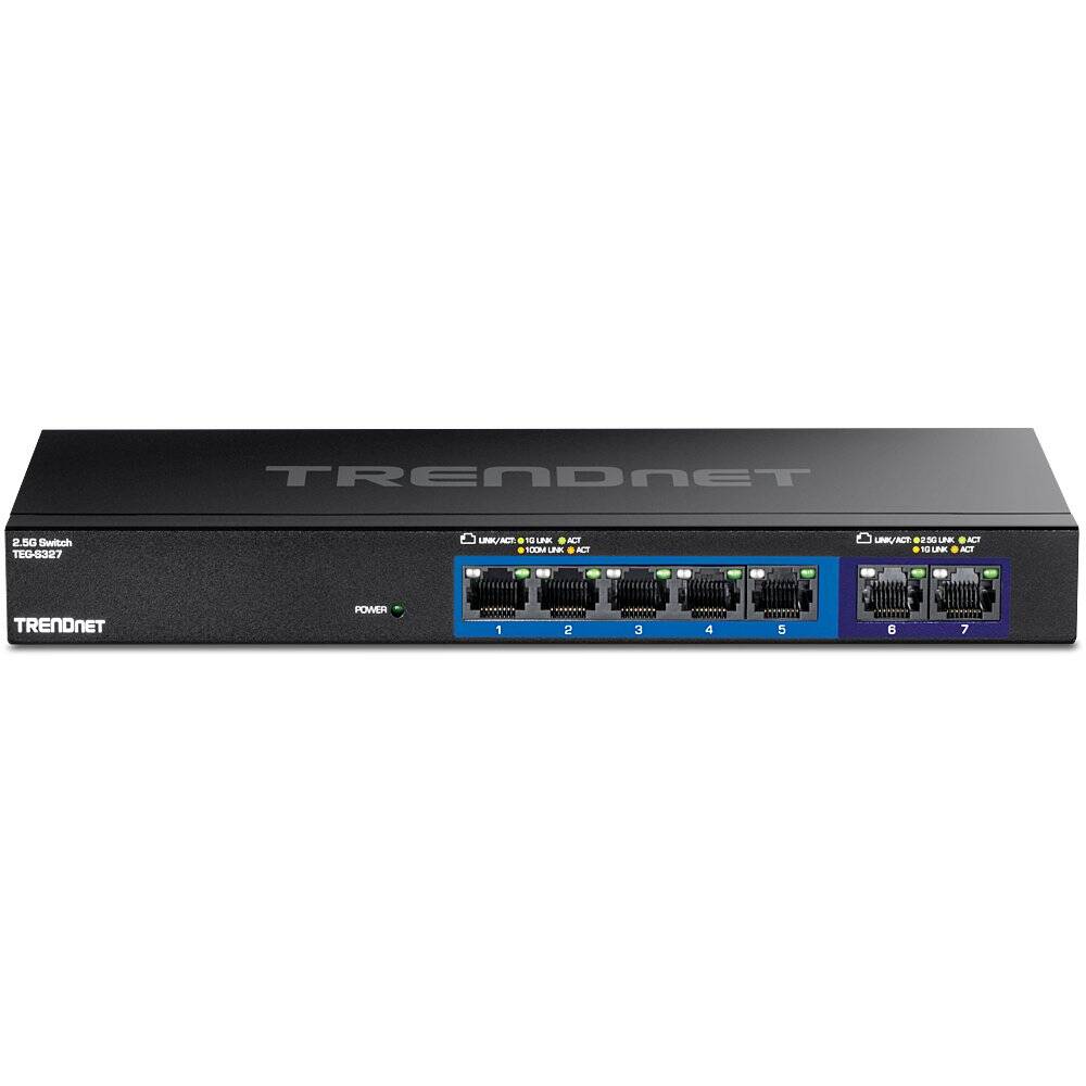 TRENDnet 7-port Multi-Gig Switch, 5 x 1G, 2 x 2.5G (TEG-S327)