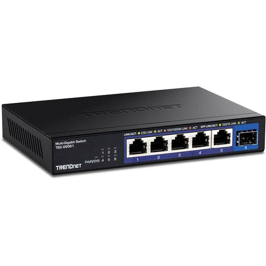 TRENDnet 6-Port 2.5G Unmanaged Switch with 10G SFP+ Port, 5 x 2.5G, 1 x 10G SFP+ (TEG-S5061)