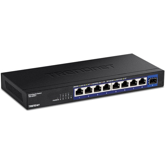 TRENDnet 9-Port 2.5G Unmanaged Switch with 10G SFP+ Port, 8 x 2.5G, 1 x 10G SFP+ (TEG-S5091)