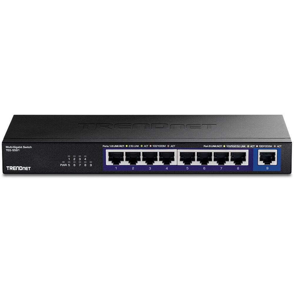 TRENDnet 9-Port Multi-Gig Switch, 8 x 2.5G, 1 x 10G (TEG-S591)