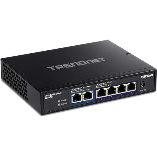 TRENDnet 10G 6 Port Switch - 2 x 10 Gig + 4 x 2.5 Gig Ports (TEG-S762)