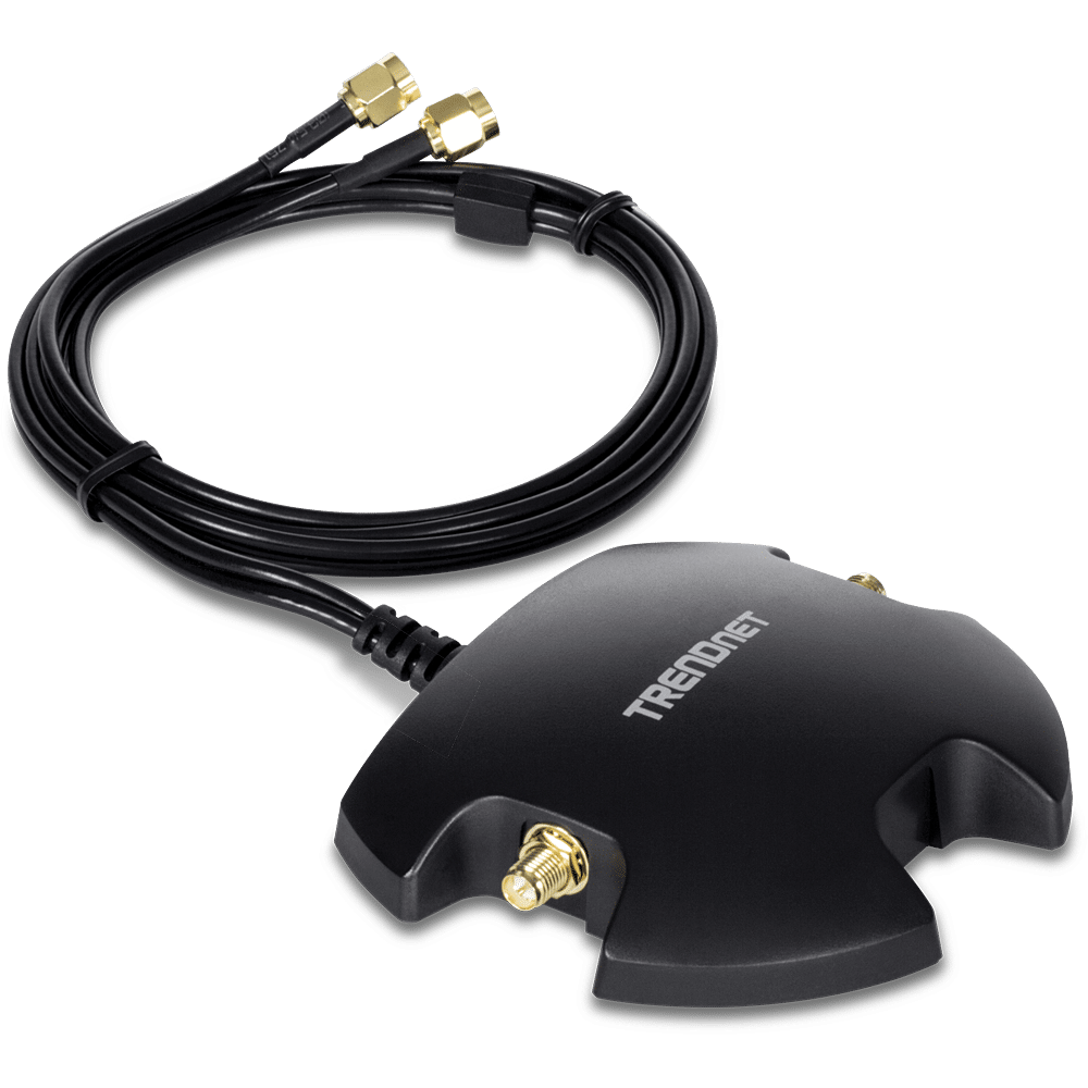 TRENDnet Magnetic Dual Antenna Mounting Base RP-SMA Female w/RP-SMA Male Ext CBL (TEW-LB101)