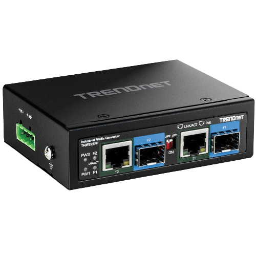 TRENDnet 2-Port Industrial SFP to Gigabit PoE++ Media Converter (TI-BF22SFP)