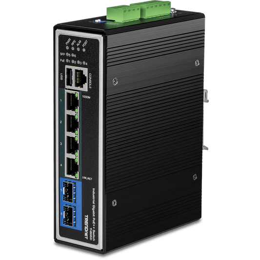 TRENDnet 6 Port Industrial Gigabit L2+ Managed PoE++ DIN-Rail Switch (TI-BG62I)