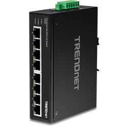 Conmutador industrial Fast Ethernet de 8 puertos TRENDnet para carril DIN (TI-E80)