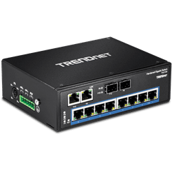 TRENDnet 10 Port Hardened Industrial Gigabit DIN Rail Switch (TI-G102)