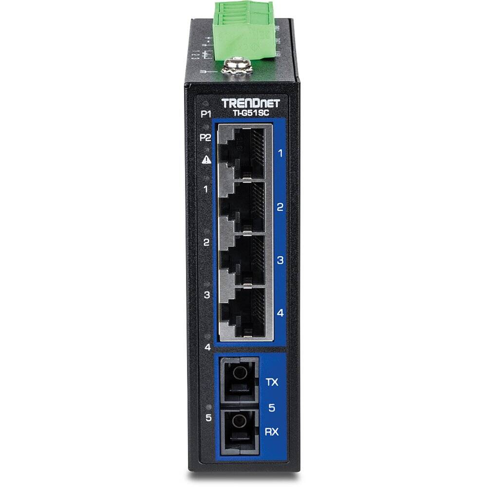 TRENDnet 5-Port Hardened Industrial Gigabit DIN-Rail Switch, 4 Gig, 1 Gig SC (TI-G51SC)