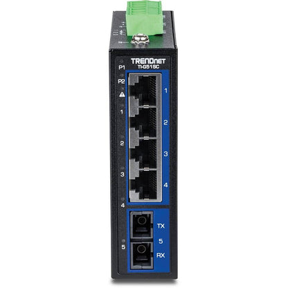 TRENDnet 5-Port Hardened Industrial Gigabit DIN-Rail Switch, 4 Gig, 1 Gig SC (TI-G51SC)