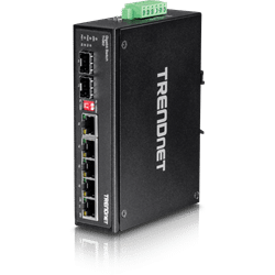 TRENDnet 6 Port Hardened Industrial Gigabit Switch,5 Gigabit,1 Shared/1 Ded SFP (TI-G62)