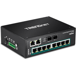 TRENDnet 10 Port Hardened Industrial Gigabit PoE+ DIN Rail Switch (TI-PG102)
