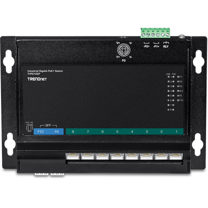 TRENDnet 10-Port Industrial Gigabit PoE+ Wall-Mount Front Access Switch (TI-PG102F)