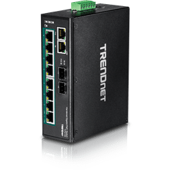 TRENDnet 10 Port Hardened Industrial Gigabit PoE+ DIN Rail Switch (TI-PG102)
