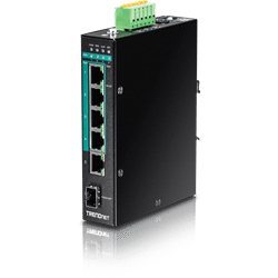 TRENDnet 5 Port Hardened Industrial Gigabit PoE+ DIN Rail Switch (TI-PG541)
