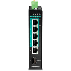 TRENDnet 6 Port hardened Industrial Gigabit PoE+ Layer 2 Managed DIN Rail Switch (TI-PG541I)