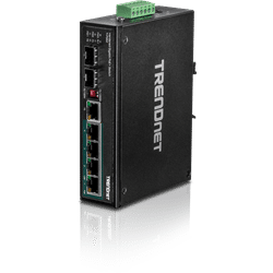 Conmutador PoE+ Gigabit industrial reforzado de 6 puertos TRENDnet, 5 Gig, 1 SFP de salida/1 de salida (TI-PG62)