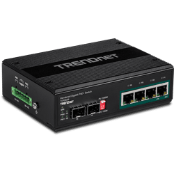 TRENDnet 6 Port hardened Industrial Gigabit PoE+ Switch /w 2 SFP w/Voltage Boost (TI-PG62B)