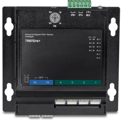 TRENDnet 6-Port Industrial Gigabit PoE+ Wall-Mounted Front Access Switch (TI-PG62F)