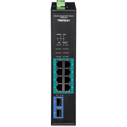 TRENDnet 10 Port Industrial Gigabit PoE+ DIN-Rail Switch -20° to -65°C (TI-PGM102)