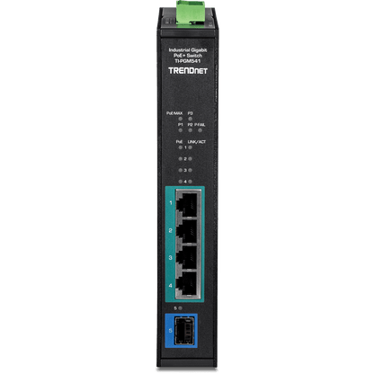 TRENDnet 5-Port Industrial Gigabit PoE+ DIN-Rail Switch -20°/ 65°C (-4°/149°F) (TI-PGM541)