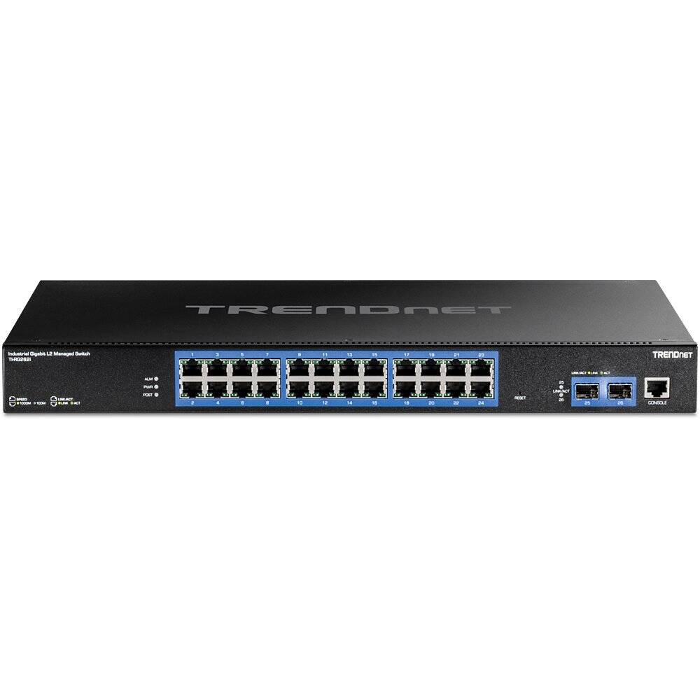 TRENDnet 26-Port Industrial Gigabit L2 Managed Rackmount Switch, 24 Gig, 2 SFP (TI-RG262I)