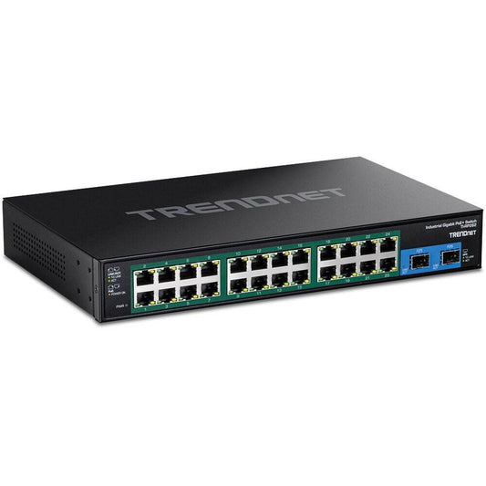 TRENDnet 26-Port Hardened Industrial Gigabit PoE+ Switch, 24 Gig PoE+, 2 Gig SFP (TI-RP262)
