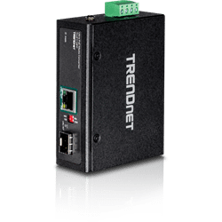 Convertidor de medios SFP a Gigabit UPoE industrial reforzado de TRENDnet (TI-UF11SFP)