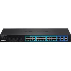 TRENDnet 24 Port 10/100Mbps Web Smart PoE Switch  4 Gigabit ports, 2 Mini-GBIC (TPE-224WS)