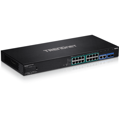 Switch de vigilancia inteligente TRENDnet de 18 puertos Gigabit PoE+, PoE extendido (TPE-3018LS)