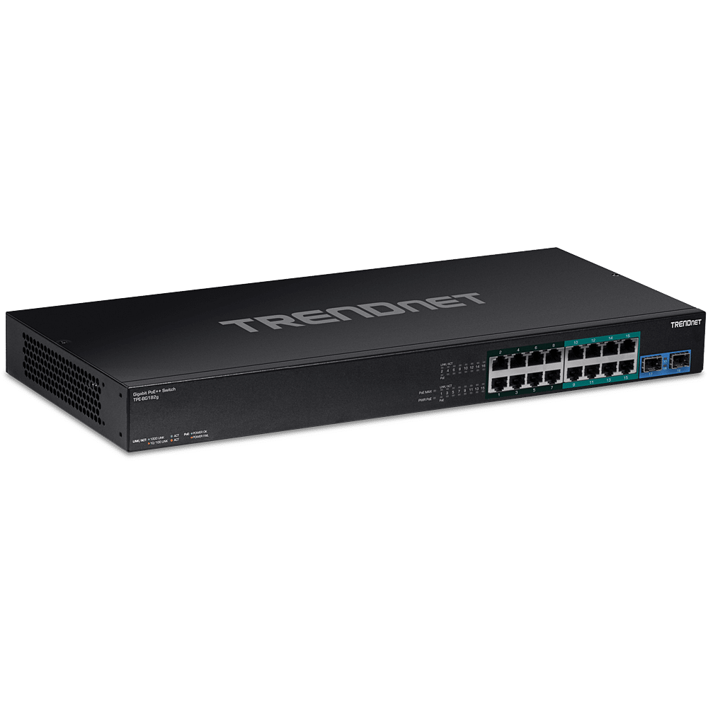 Commutateur PoE++ Gigabit 4 ports TRENDNet 18 ports (TPE-BG182G)
