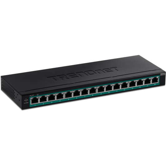 TRENDNet 16 Port Rack Mount Gigabit PoE+ Switch (123W PoE) (TPE-TG160H)