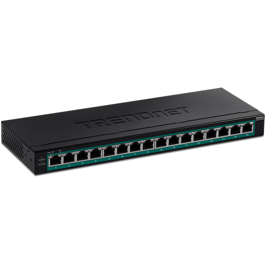 TRENDnet 16 Port Gigabit PoE+ Rack Mount Switch (120W PoE) (TPE-TG161H)