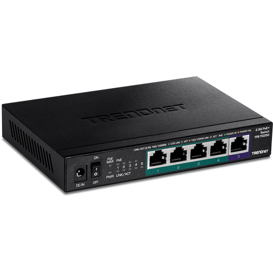 TRENDnet 5-Port Unmanaged 2.5G PoE+ Switch (TPE-TG350)
