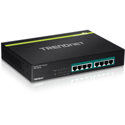 Conmutador TRENDnet Gigabit GREENnet PoE+ de 8 puertos, montaje en rack, 110 W (TPE-TG81G)