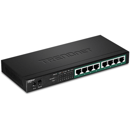 TRENDnet 8 Port Gigabit PoE+ Switch, Fanless, Shelf / Wall Mountable (TPE-TG84)