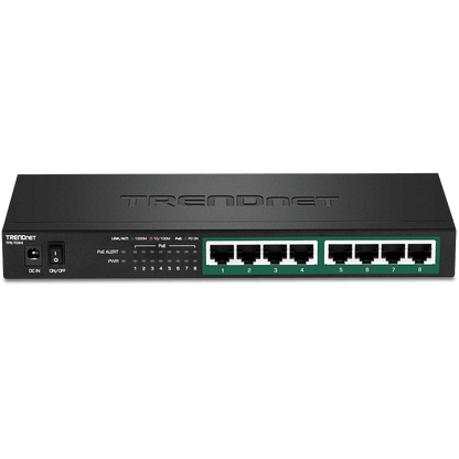 TRENDnet 8 Port Gigabit PoE+ Switch, Fanless, Shelf / Wall Mountable (TPE-TG84)