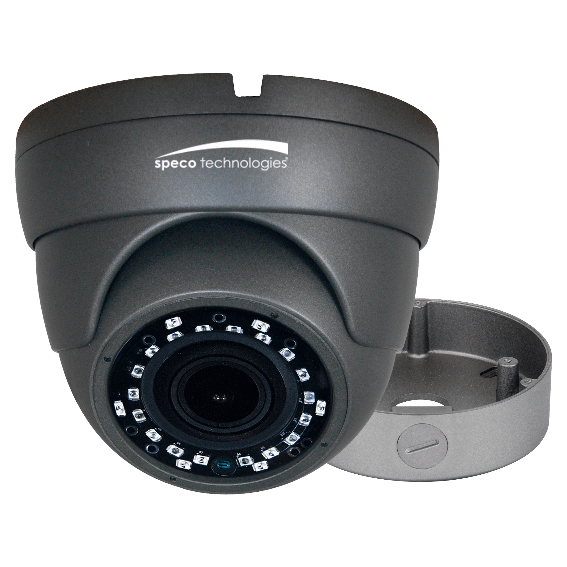 Speco 2MP HDTVI CVI AHD CVBS Eyeball Cam,2.8-12 mm Motorized Lens,JBox,UL,Grey (SPE-VLDT3GM)